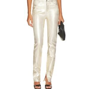 Nwt Jonathan Simkhai Rae High Rise Ankle Skinny Jeans in Gold Foil size 26